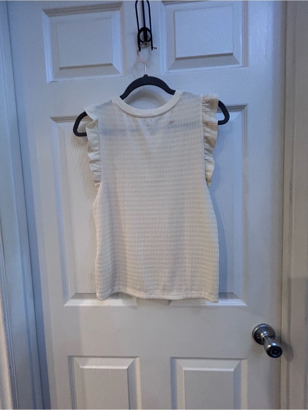 NWT! - Maeve (Anthropologie) Ivory Textured Ruffle-Sleeve Tank - Picture 4 of 6